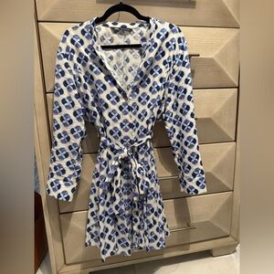 Zara Blue and White Geometric dress